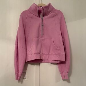 Lululemon Light Pink Cropped Half-Zip Scuba Sweatshirt